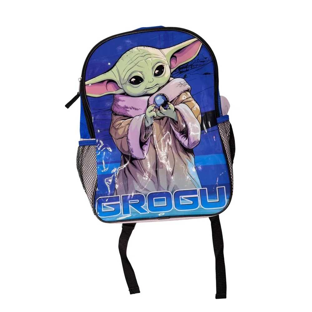 Star Wars Grogu The Child Blue Backpack Baby Yoda Mandalorian School Bag